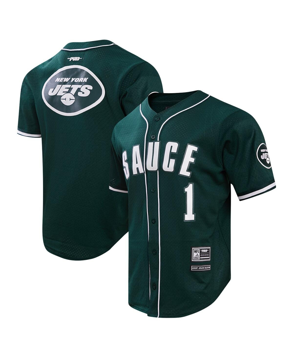 Pro Standard Ahmad Sauce Gardner Green New York Jets Mesh Baseball Button-up T-shirt In Green