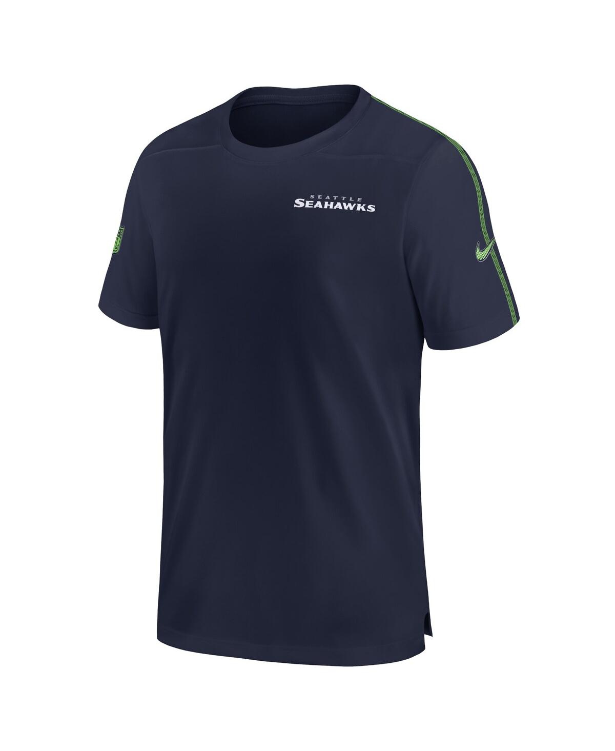 Nike Men's College Navy Seattle Seahawks 2024 Sideline Coach Uv Performance T-shirt In Navy,green