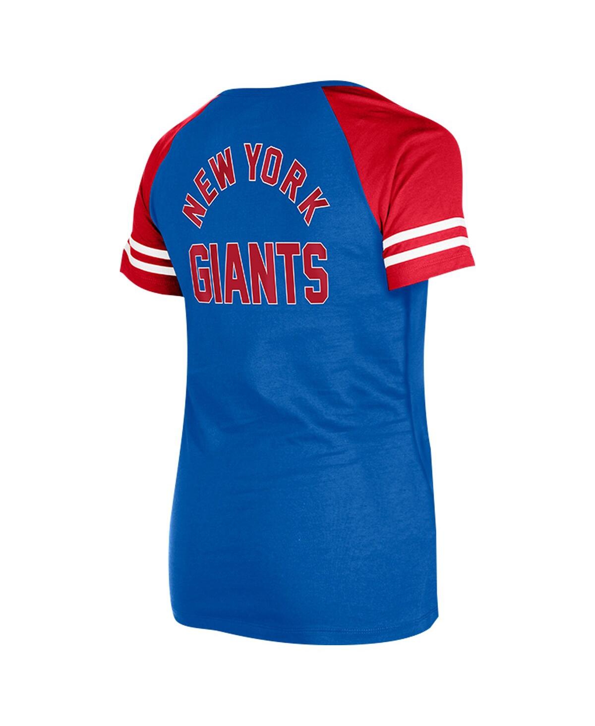 NEW ERA WOMEN'S ROYAL NEW YORK GIANTS LACE-UP RAGLAN T-SHIRT 