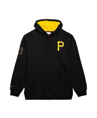 Men's Roberto Clemente Black Pittsburgh Pirates vintage-like Logo Name Number Pullover Hoodie
