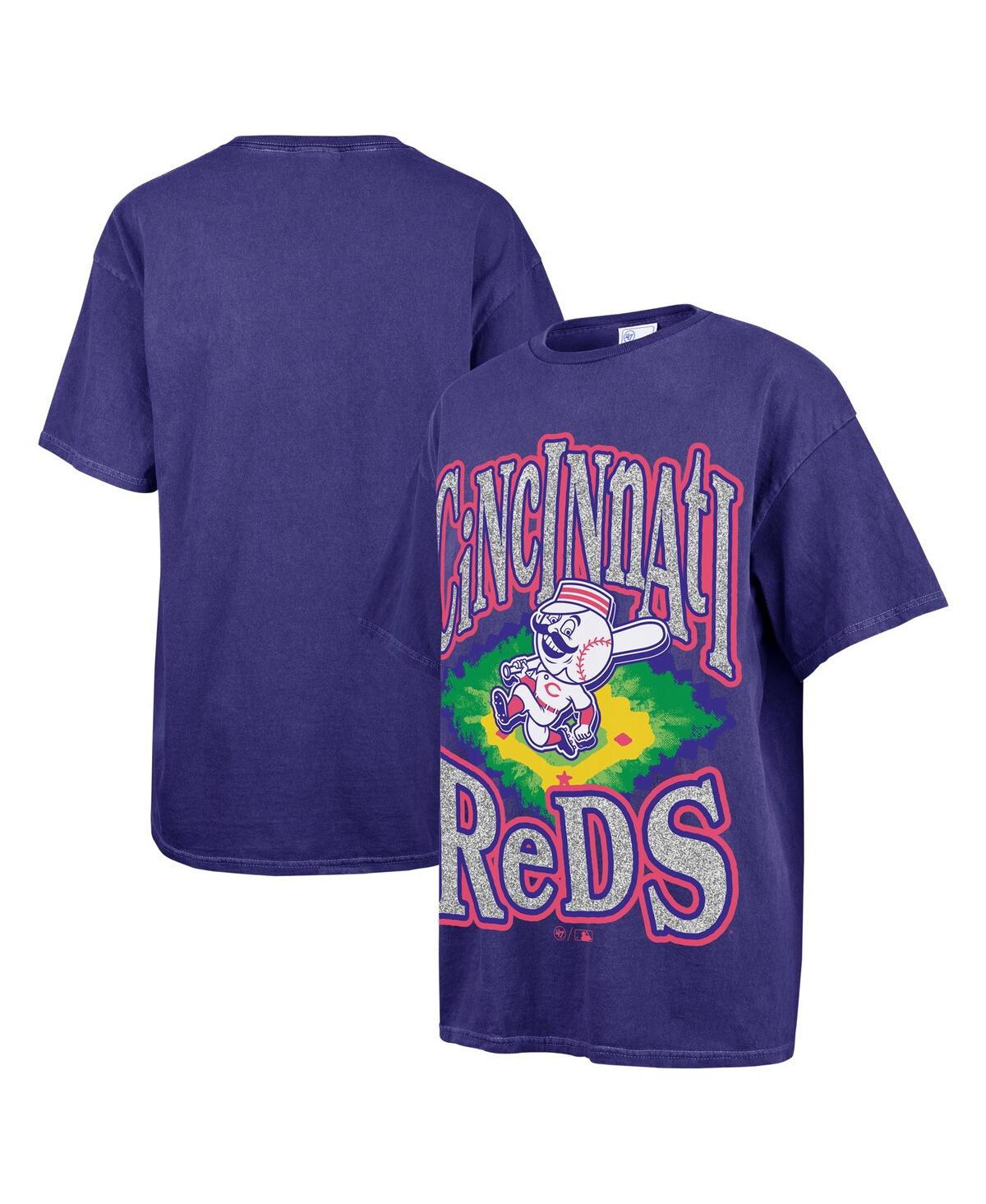 47 BRAND WOMEN'S NAVY CINCINNATI REDS FLASHING LIGHTS BOYFRIEND T-SHIRT 