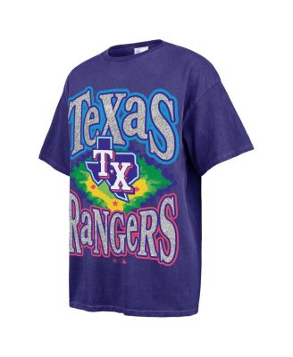 Women's Navy Texas Rangers Flashing Lights Boyfriend T-Shirt
