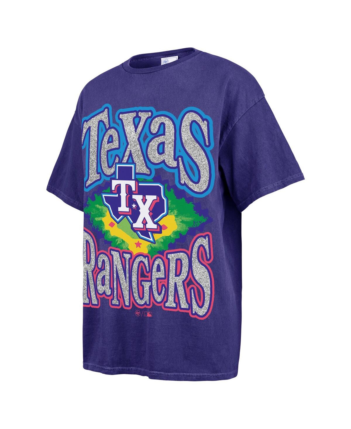 47 BRAND WOMEN'S NAVY TEXAS RANGERS FLASHING LIGHTS BOYFRIEND T-SHIRT 