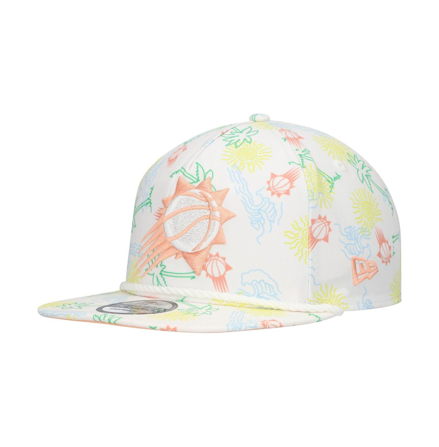 Мужская кепка New Era White Phoenix Suns Palm Trees and Waves Golfer Adjustable Hat — фото 1