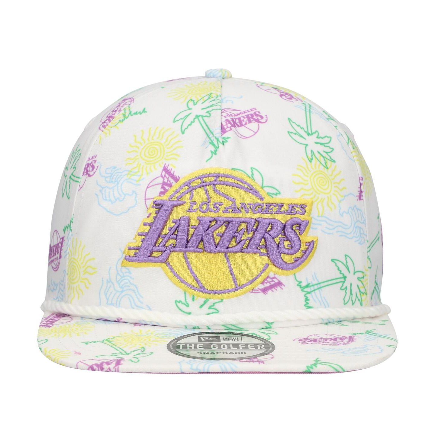 Мужская кепка New Era White Los Angeles Lakers Palm Trees and Waves Golfer Adjustable Hat — фото 2
