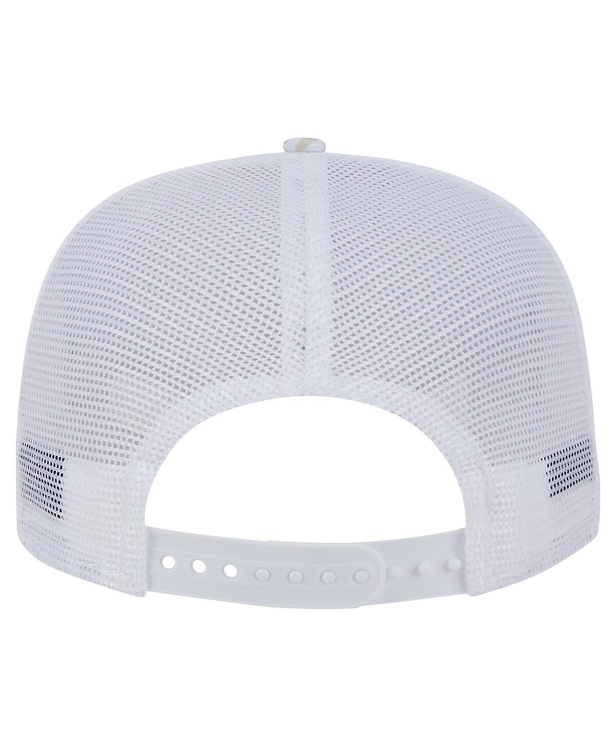 NEW ERA MEN'S WHITE NEW YORK YANKEES LOGO DUNES A-FRAME TRUCKER 9FIFTY SNAPBACK HAT 