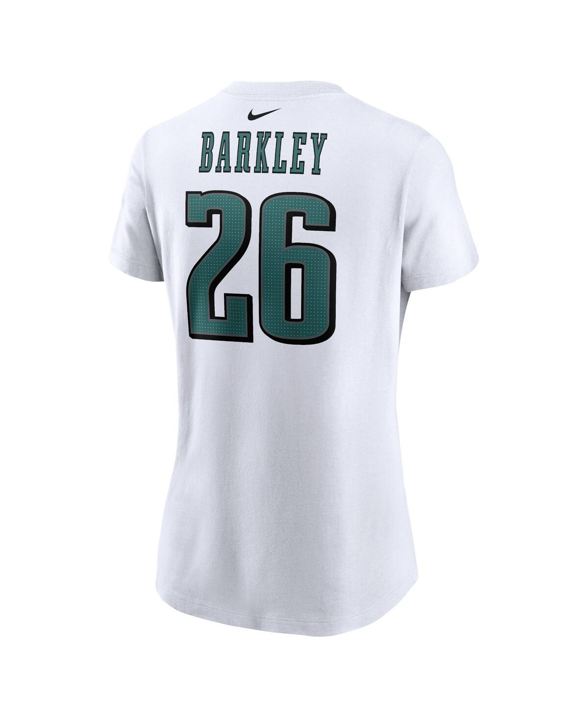 Nike Women's Saquon Barkley White Philadelphia Eagles Player Name Number T-shirt In White