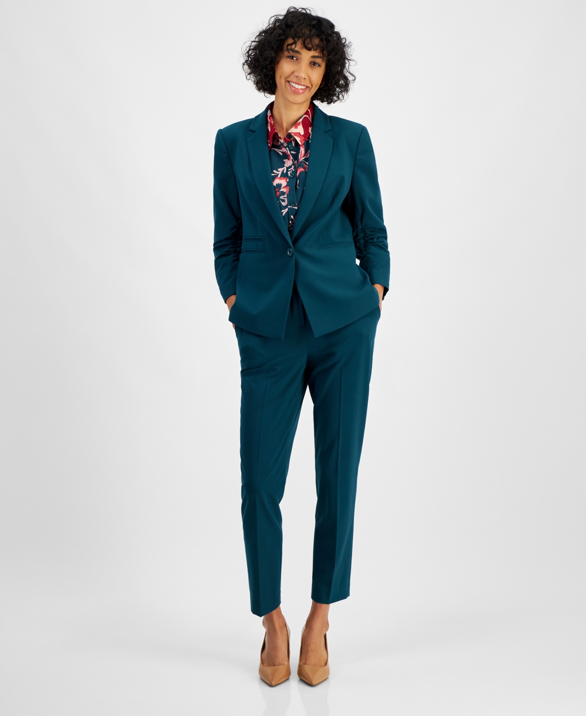 Tahari Asl Women's Ruched-Sleeve Blazer
