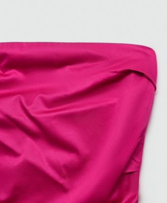 MANGO Women's Draped Strapless Dress