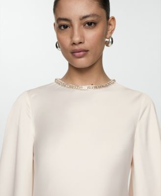 Mango Women's Flared-Sleeve Satin Dress - Macy's