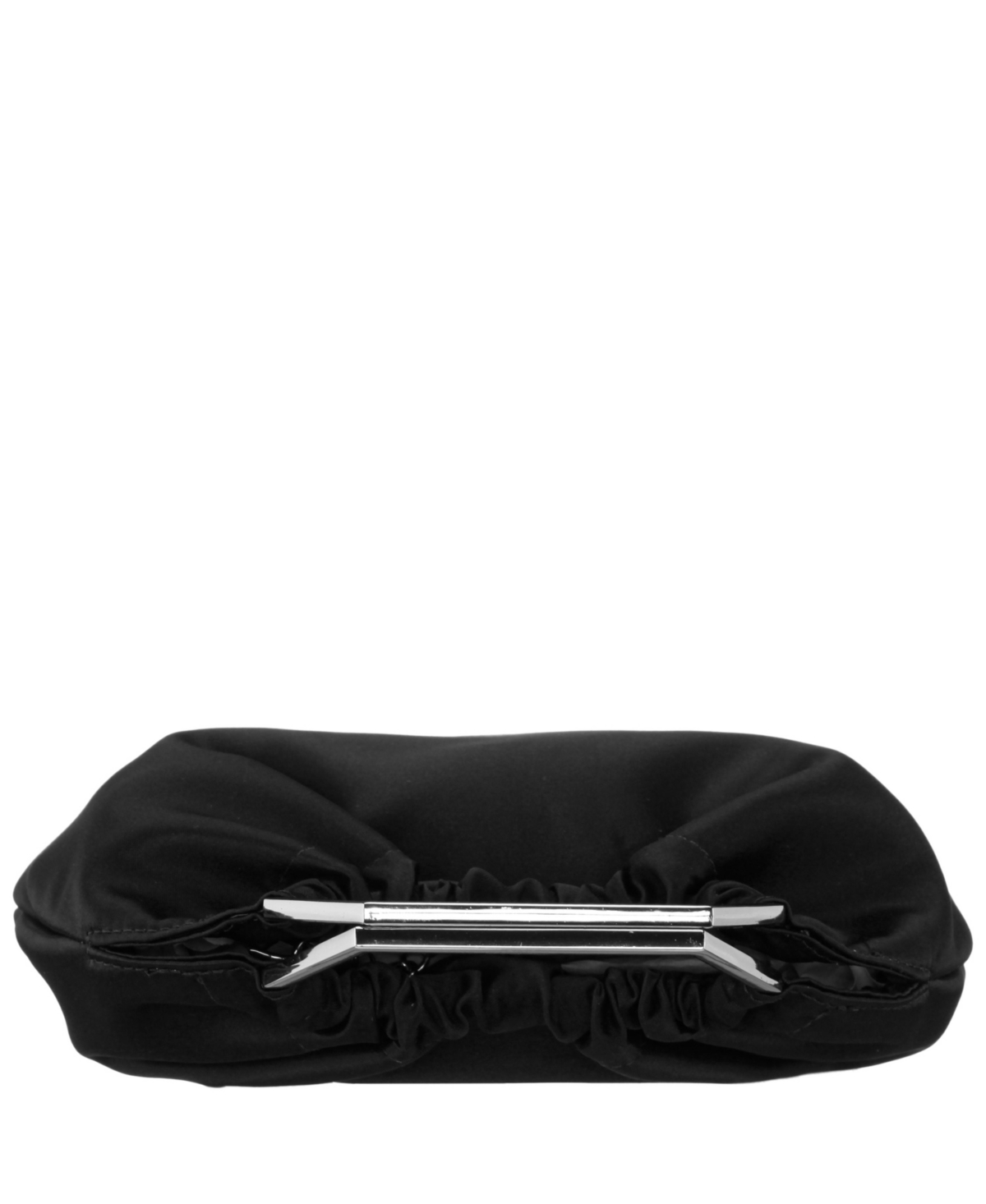 Shop Nina Metal Handle Satin Pouch Bag In Black