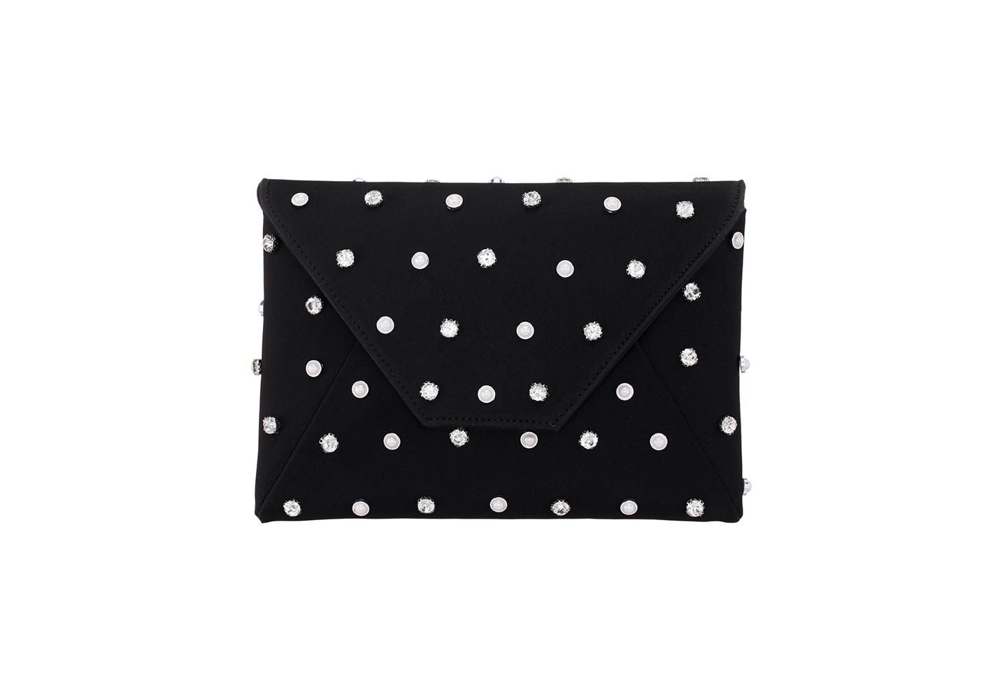 Женский клатч Nina Imitation Pearl/Crystal Adorned Square Envelope Clutch, цвет: Чёрный — фото 1