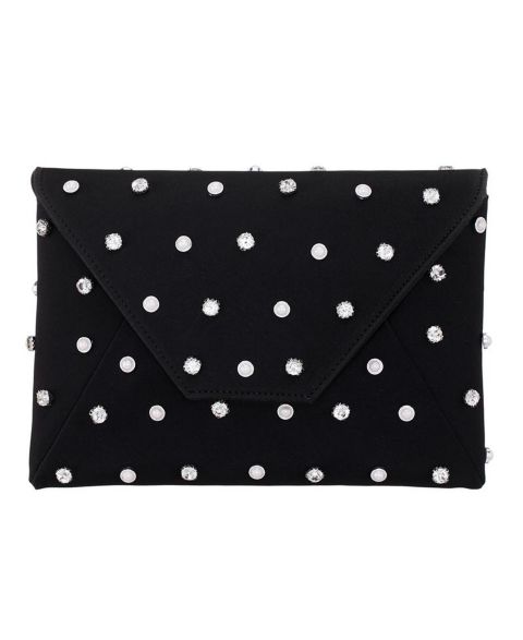 Женский клатч Nina Imitation Pearl/Crystal Adorned Square Envelope Clutch, цвет: Чёрный