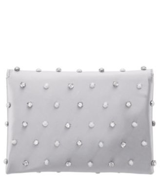 Imitation Pearl/Crystal Adorned Square Envelope Clutch
