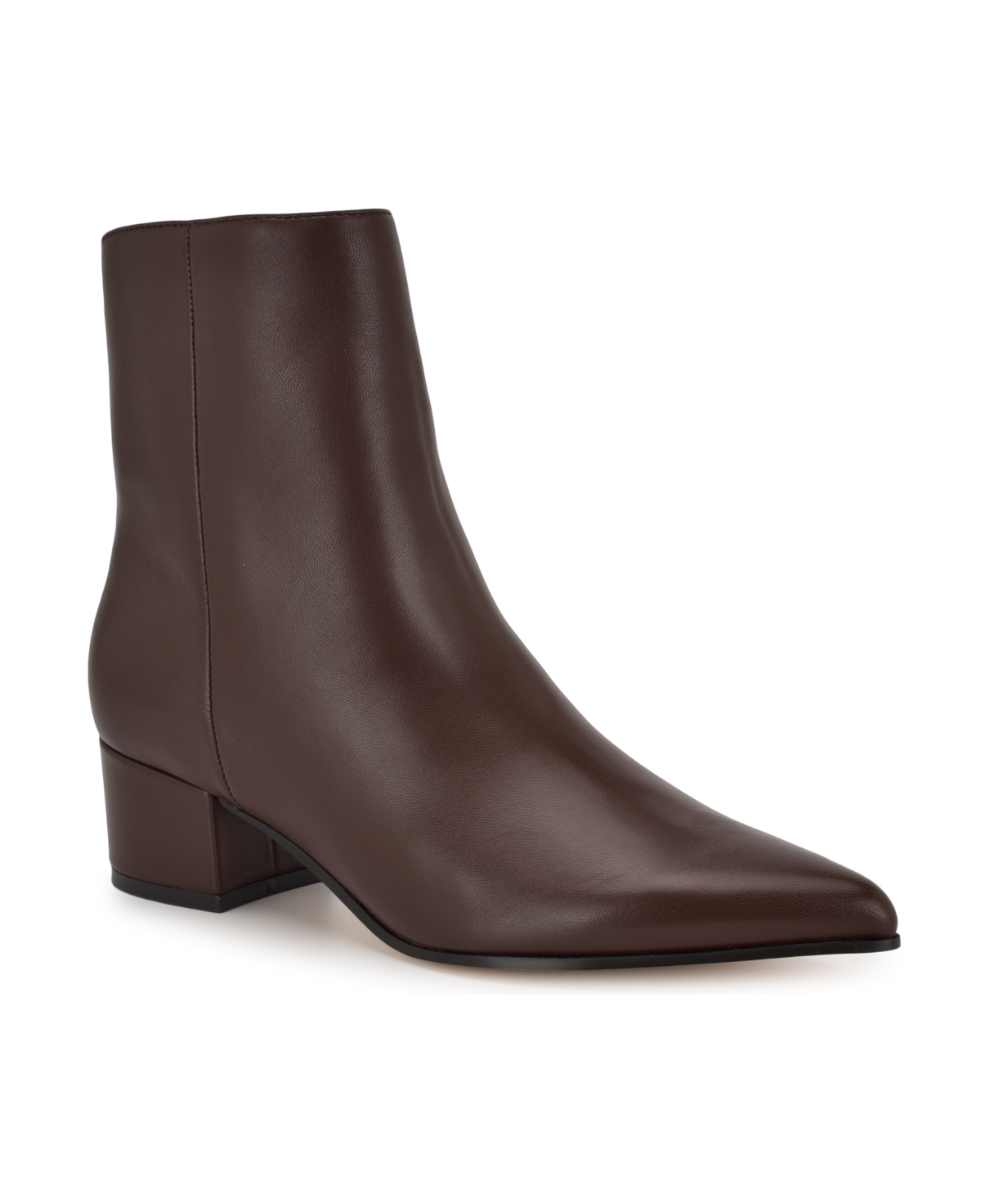Nine West Maribu Pointed Toe Bootie In Dark Brown Leather