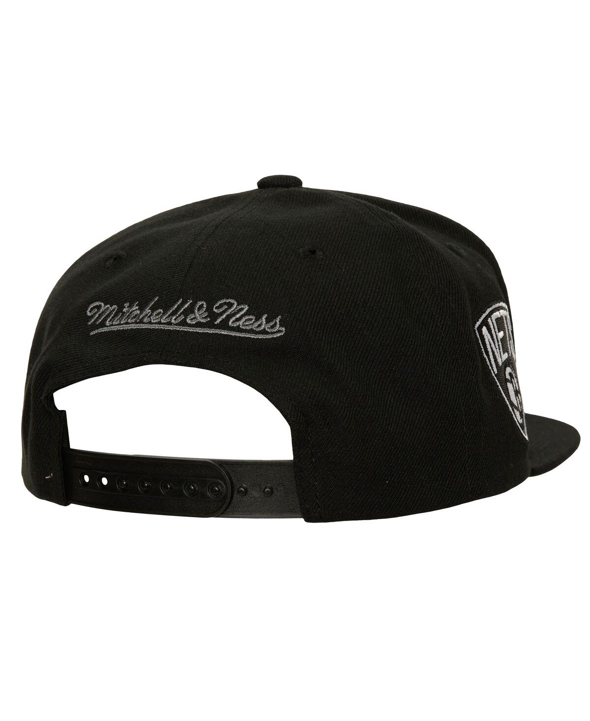 Mitchell & Ness Men's White/black Brooklyn Nets Retro Sport Colorblock Script Snapback Hat In White,black