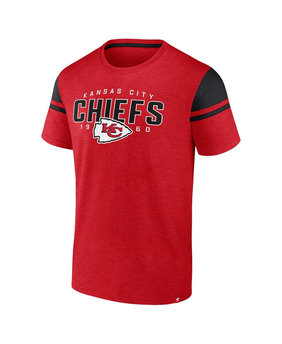 Fanatics Men's Red Kansas City Chiefs Old School Play Slub T-shirt In Red,black