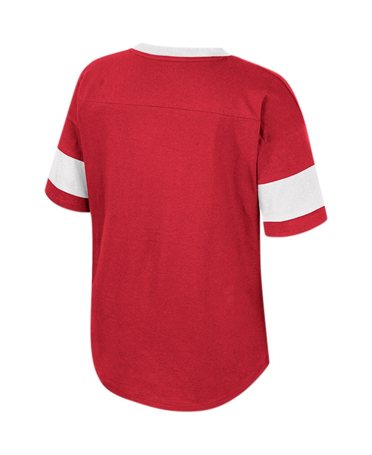 Colosseum Girls Big Boys And Girls Crimson Oklahoma Sooners Tomika Tie-front V-neck T-shirt In Crimson