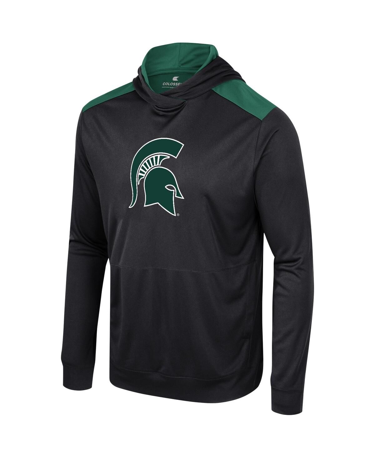 Colosseum Men's Black Michigan State Spartans Warm Up Long Sleeve Hoodie T-shirt In Black