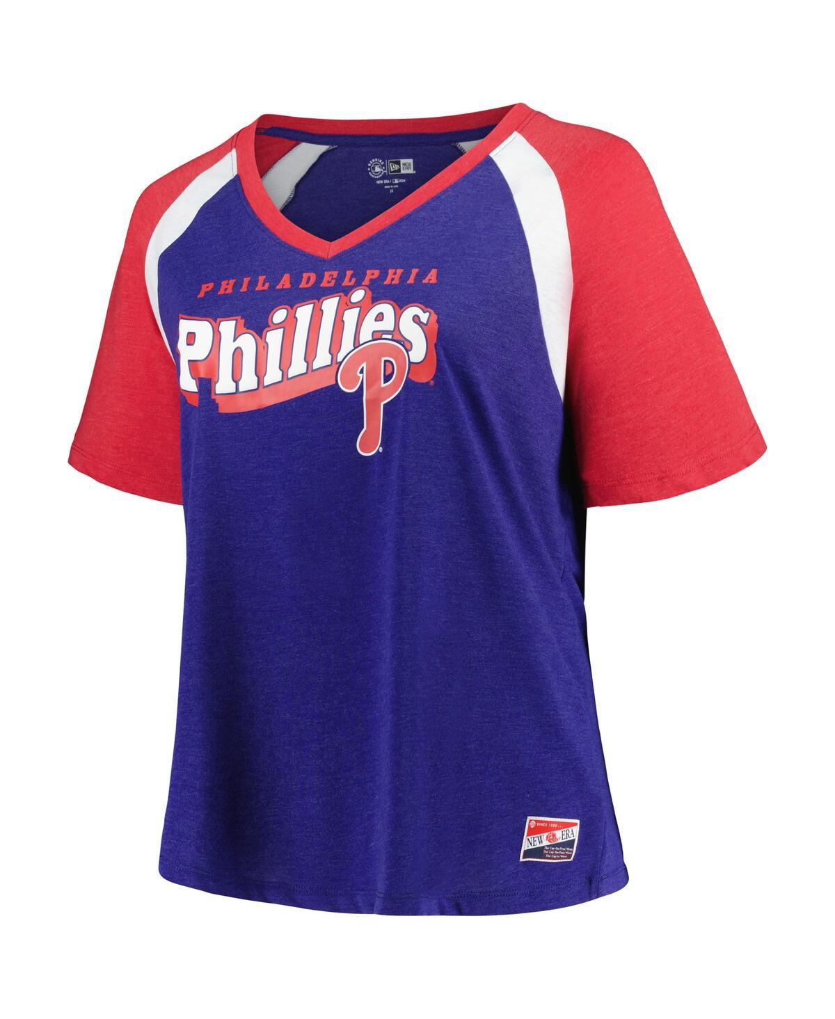New Era Women'sPhiladelphia Phillies Plus Size Raglan V-Neck T-Shirt - Royal