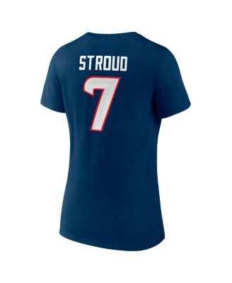 Women's C.J. Stroud Navy Houston Texans Icon Player Name Number V-Neck T-Shirt