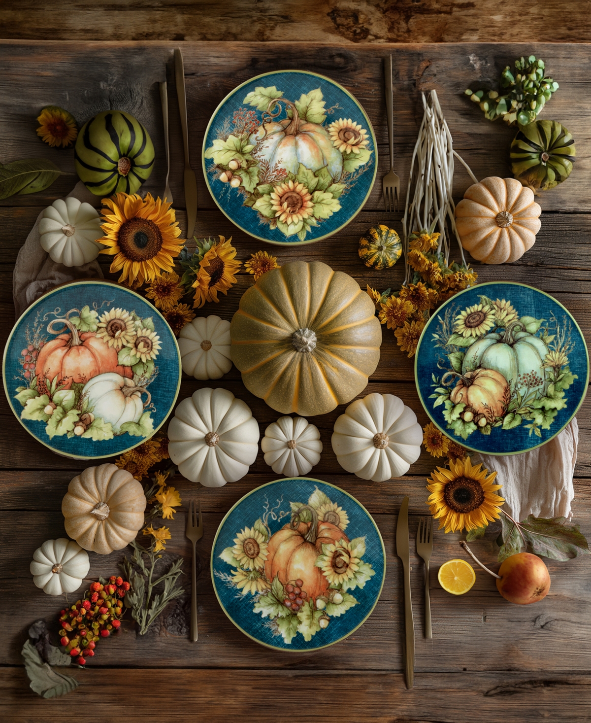Certified International Autumn Breeze Set Of 4 Canape Plates In Micscellan