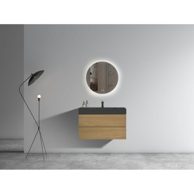 36" Natural Oak Vanity w/ Sink & Ample Storage