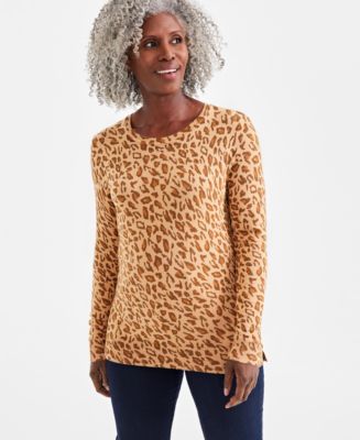 売れ筋商品|||スタイルアンドコー ニット&セーター アウター レディース Women's Fine Gauge Crewneck Long-Sleeve Sweater, Created for Macy's Natural Animal Style & Co Women's Fine Gauge Crewneck Long-Sleeve Sweater