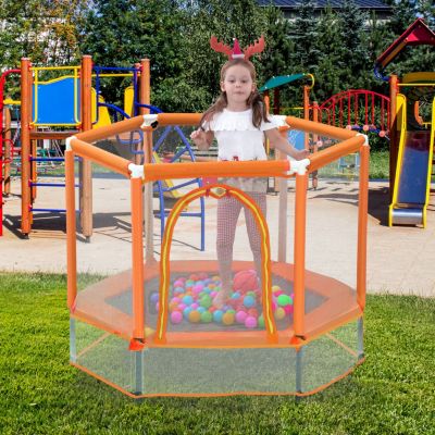 Streamdale 55" Kids Trampoline with Safety Net & Balls Indoor/Outdoor Fun