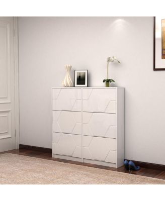 6-Tier Carved Shoe Cabinet for Entryway