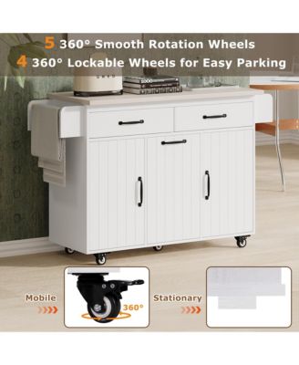 Multipurpose Kitchen Island with Tilt-Out Trash Can