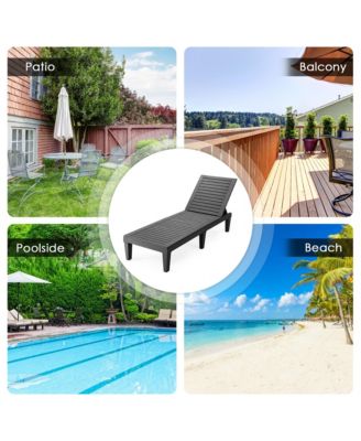 Patio Outdoor Chaise Lounge Chair Recliner w/ Adjustable Backrest Brown