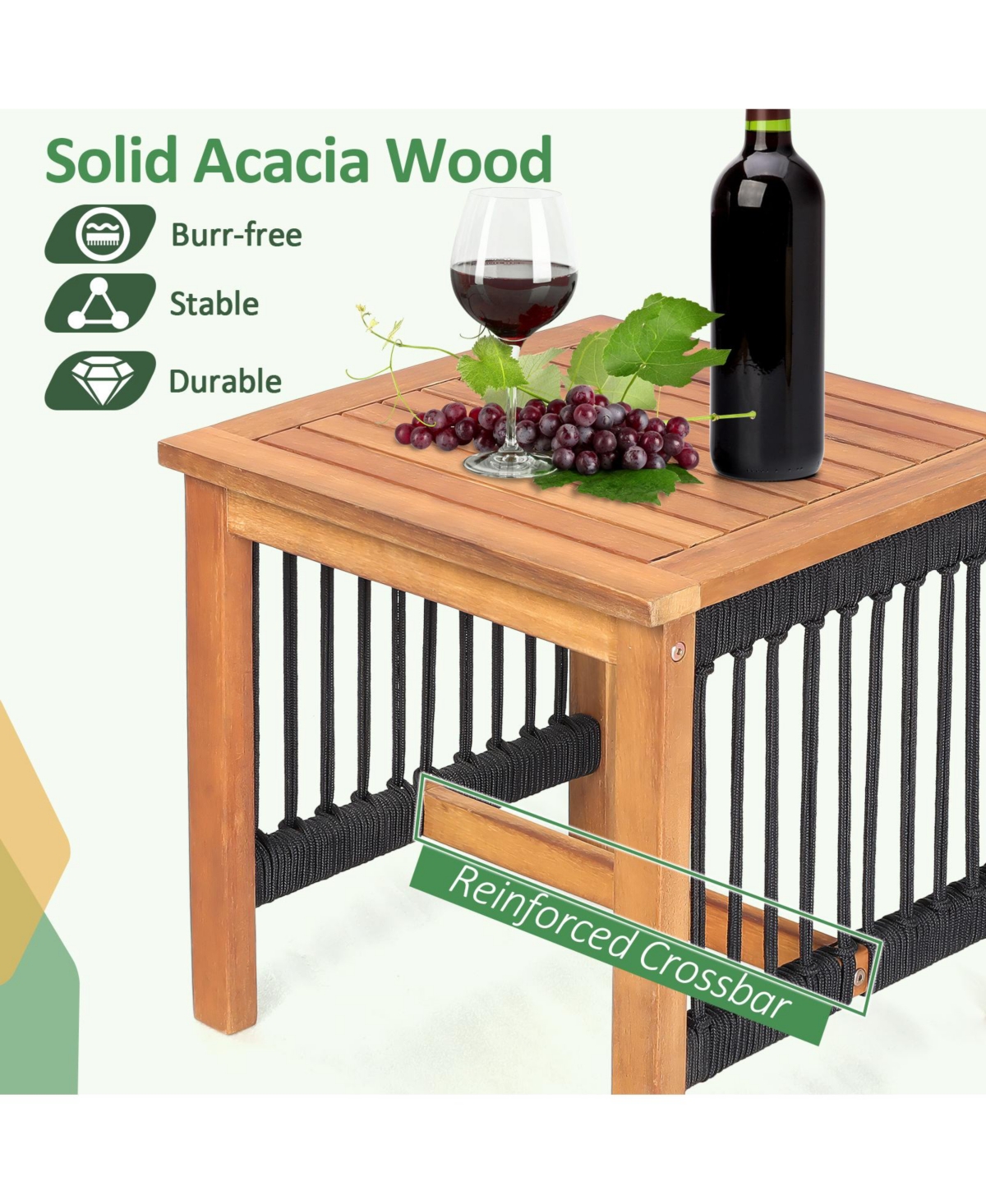 Slickblue 3 Pieces Acacia Wood Rocking Bistro Set