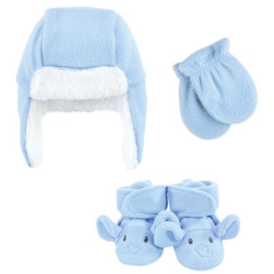 Baby Unisex 6Pc Trapper Hat, Mitten and Bootie Set