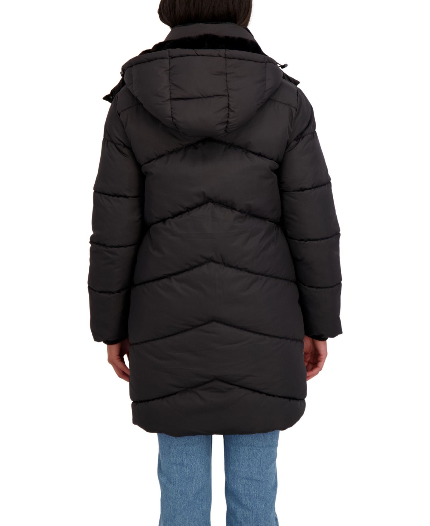 Женская куртка Sebby Collection 3/4 Cozy Lined Hooded Puffer, цвет: Чёрный — фото 2