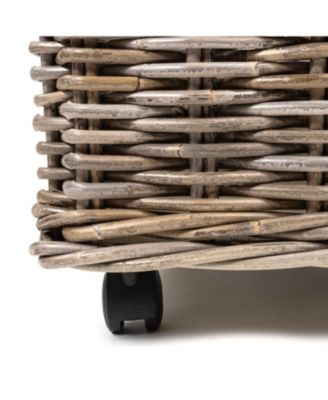 Yael Coastal Hand-Woven &amp;quot;STORAGE&amp;quot; Rattan Basket with Wheels and Handles, Kubu Gray