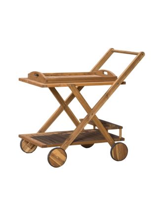Riviera Acacia Wood Mobile Bar Cart