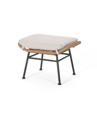 Streamdale Modern Rattan Ottoman With Water-Resistant Cushions