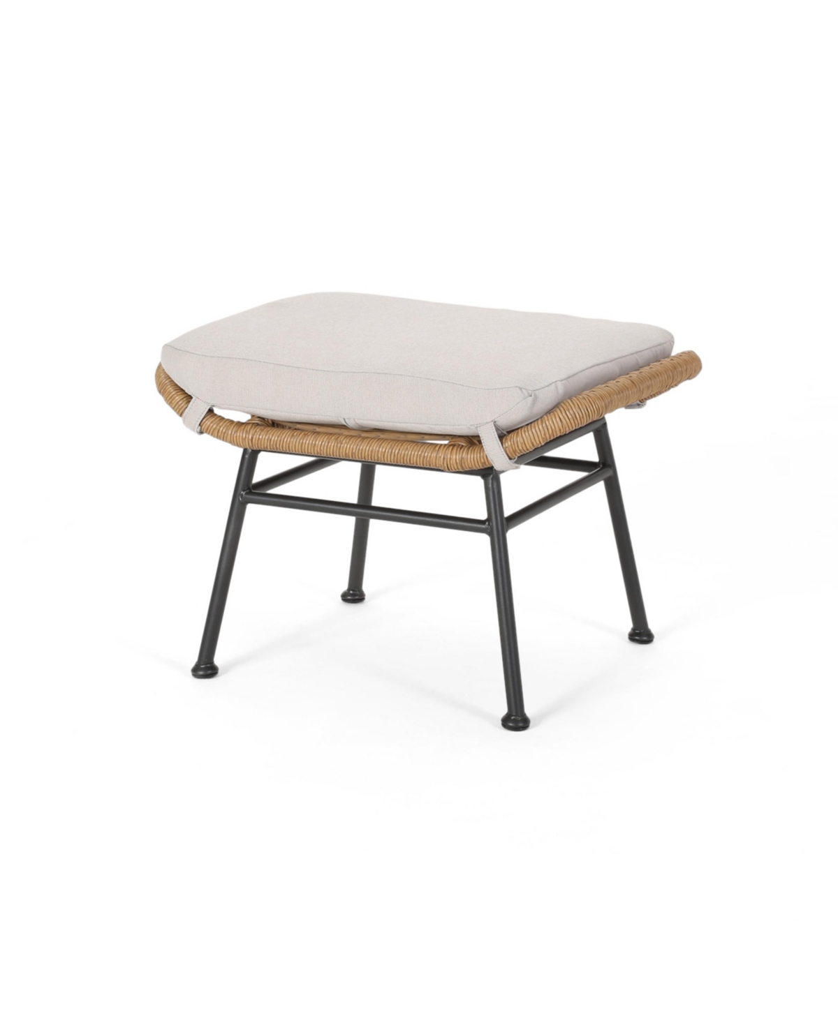 Simplie Fun Modern Rattan Ottoman With Water-Resistant Cushions