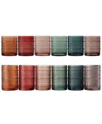 Khen Hobnail Drinking Glasses Pastel Colored Beaded Set of 12