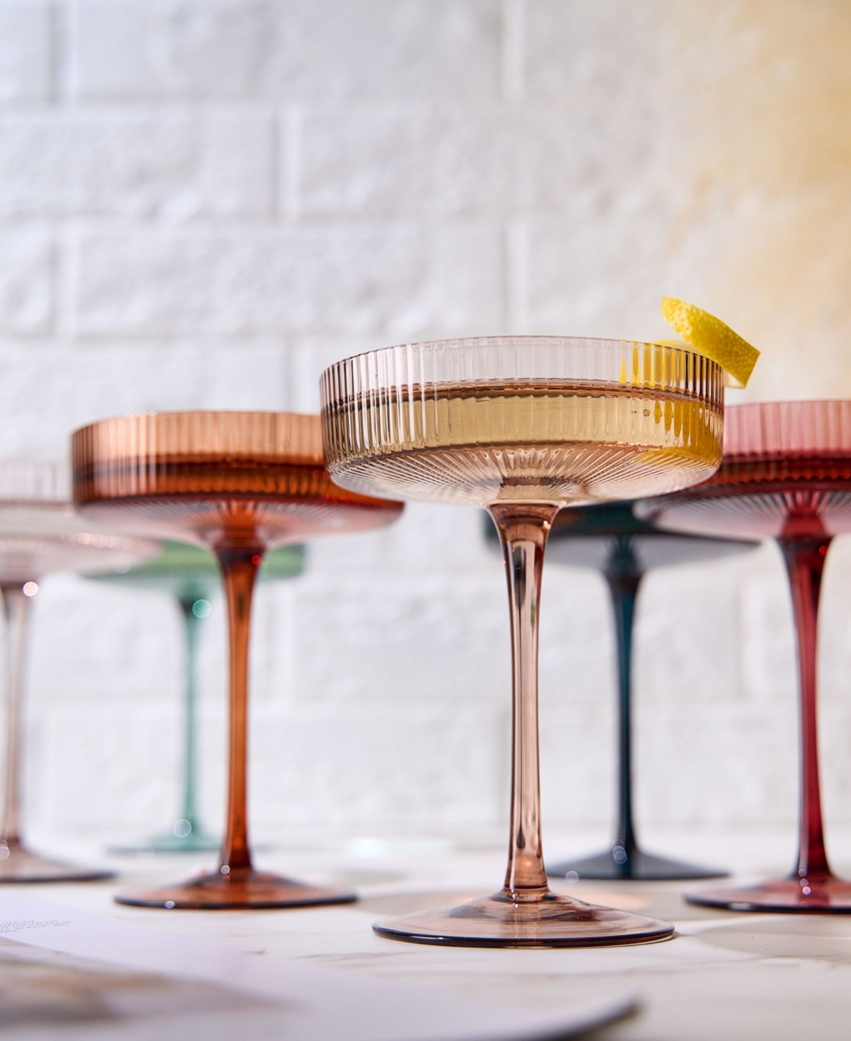 The Wine Savant Colored Classic Art Deco Coupe Glasses Set Of 6 In Multicolor