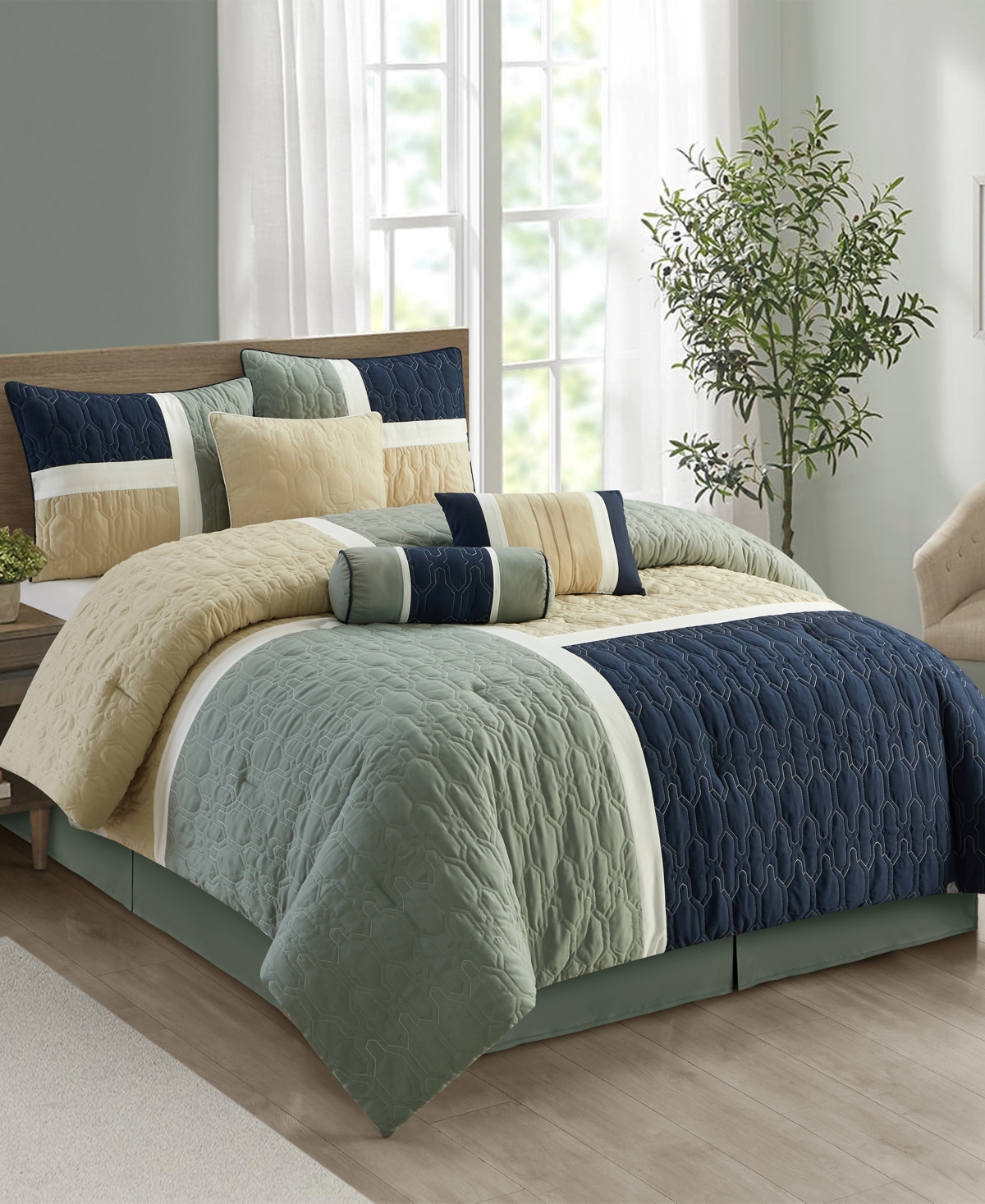 Stratford Park Natalia Colorblock 7-Pc. Comforter Set,