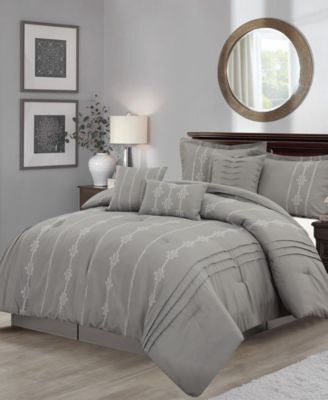 CLOSEOUT! Crocusveta Satin Embroidery 7-Pc. Comforter Set, Queen