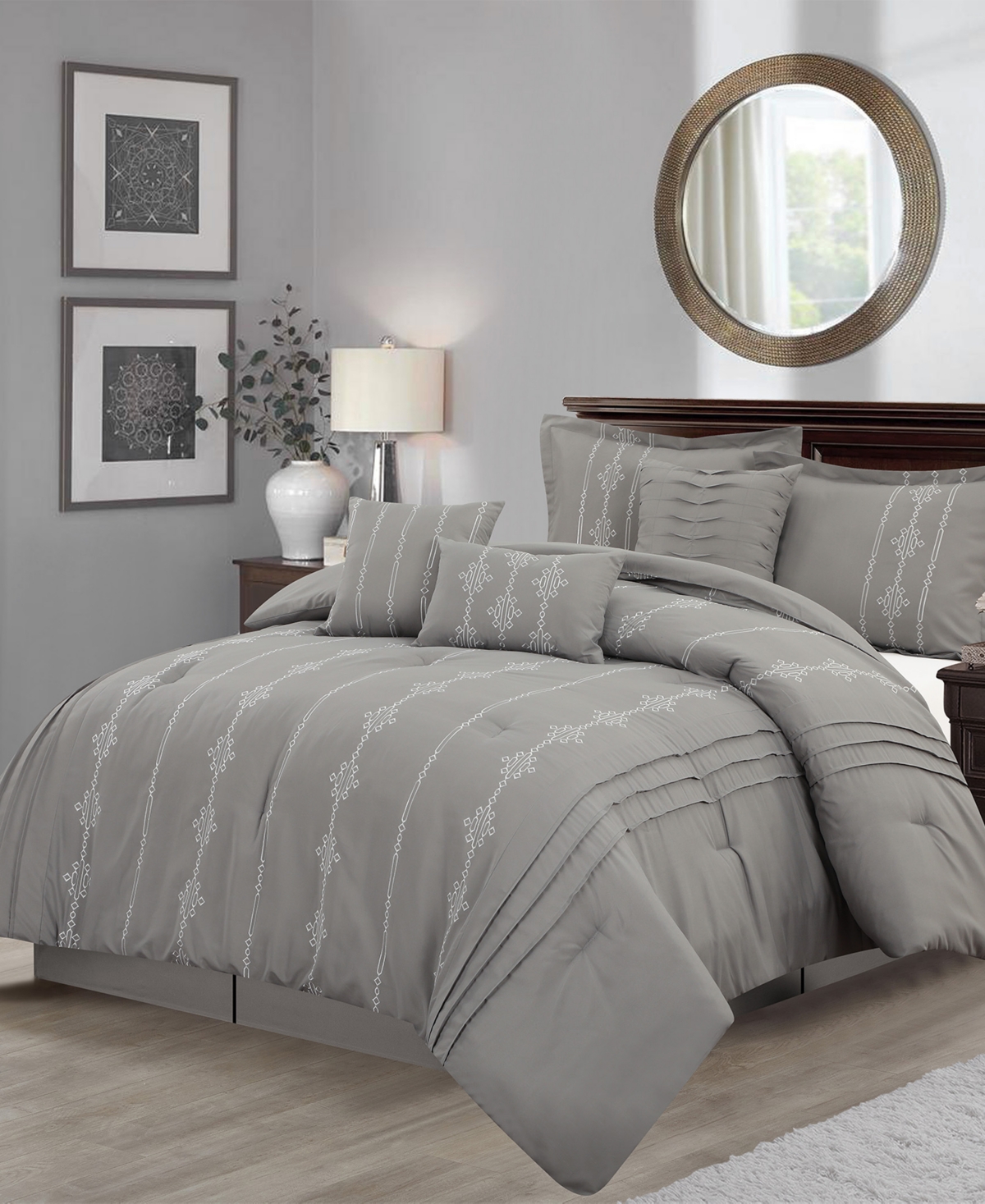 Closeout! Stratford Park Crocusveta Satin Embroidery 7-Pc. Comforter Set