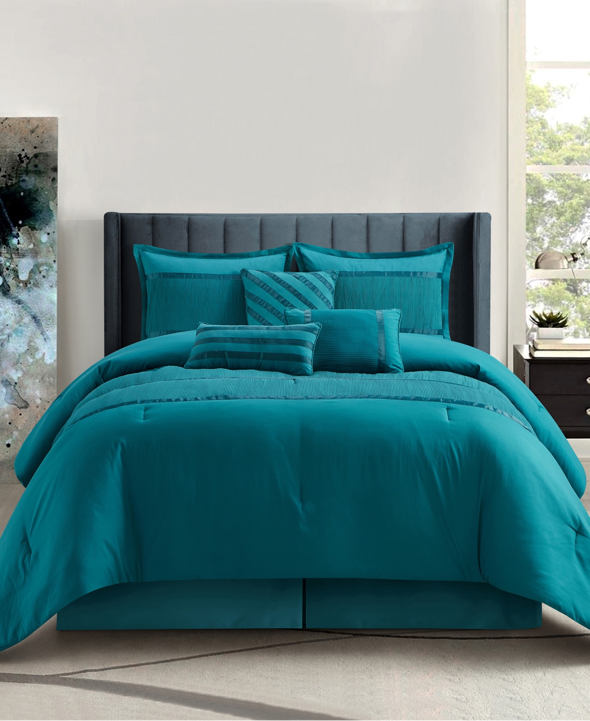 Shop Stratford Park Closeout!  Armani Reversible 7-pc. Comforter Set, King In Teal