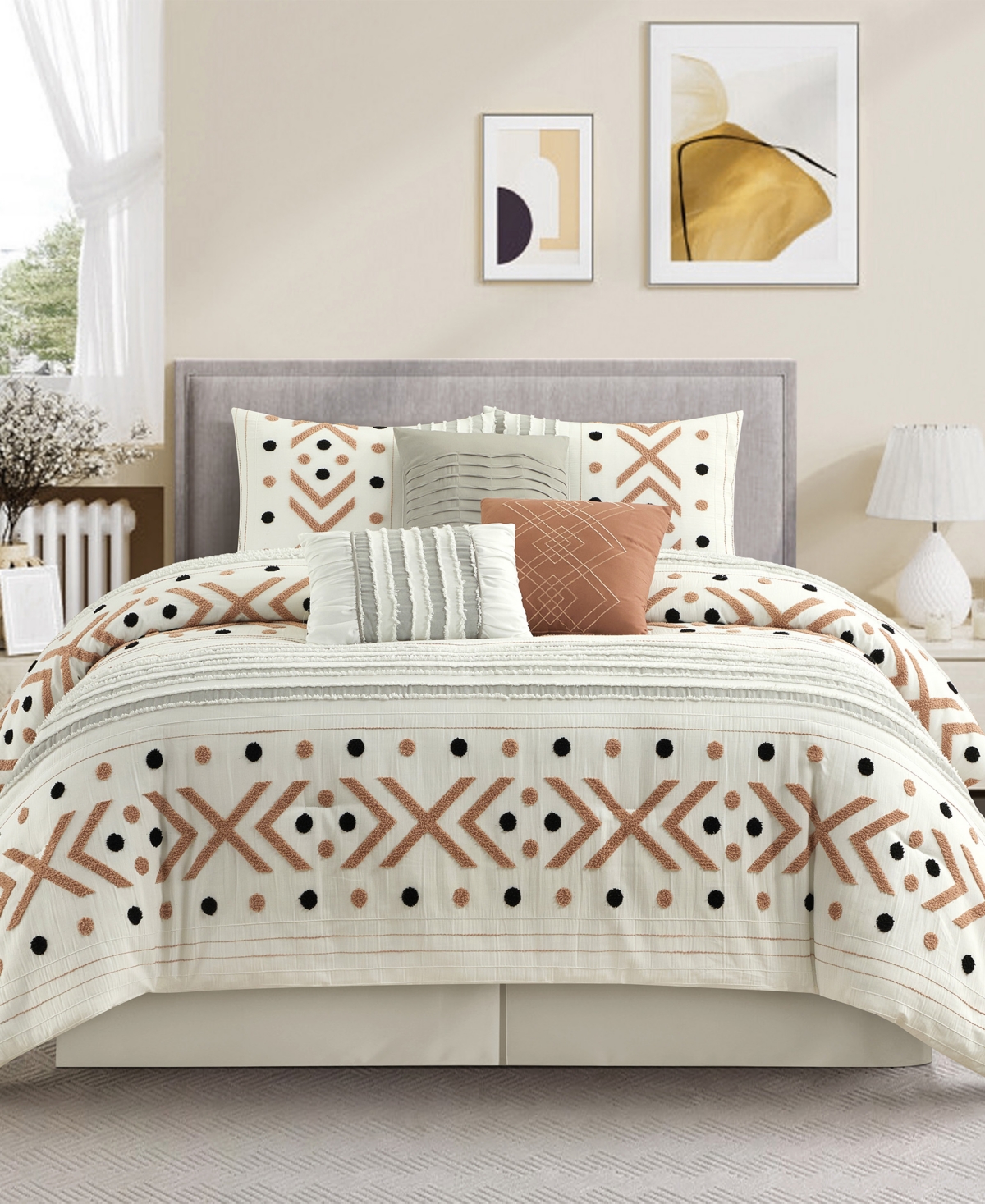 Stratford Park Olga Geometric 7-pc. Comforter Set, King In Taupe