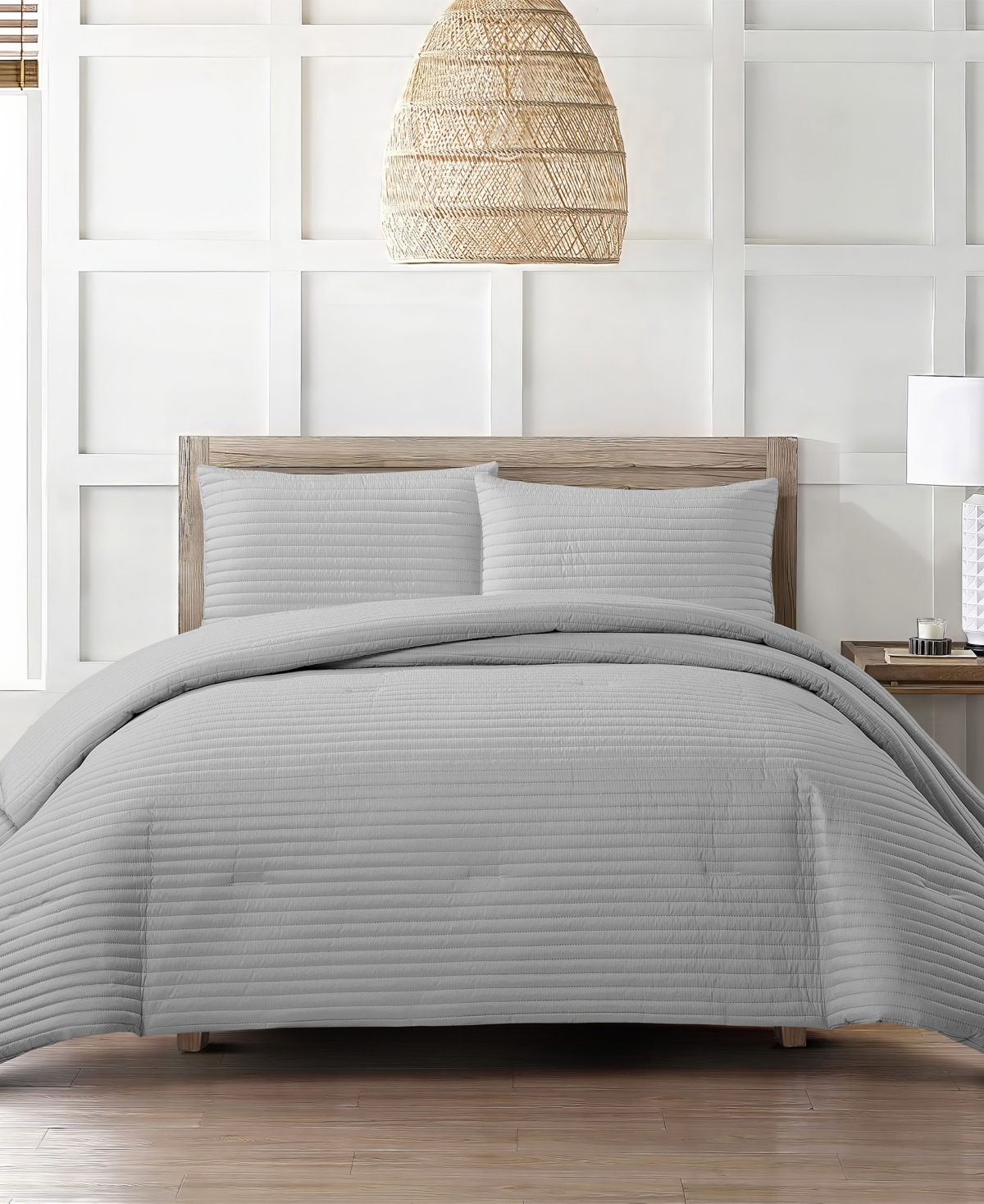 Shop Stratford Park Felicia Stripes 3-pc. Comforter Set, Queen In Grey