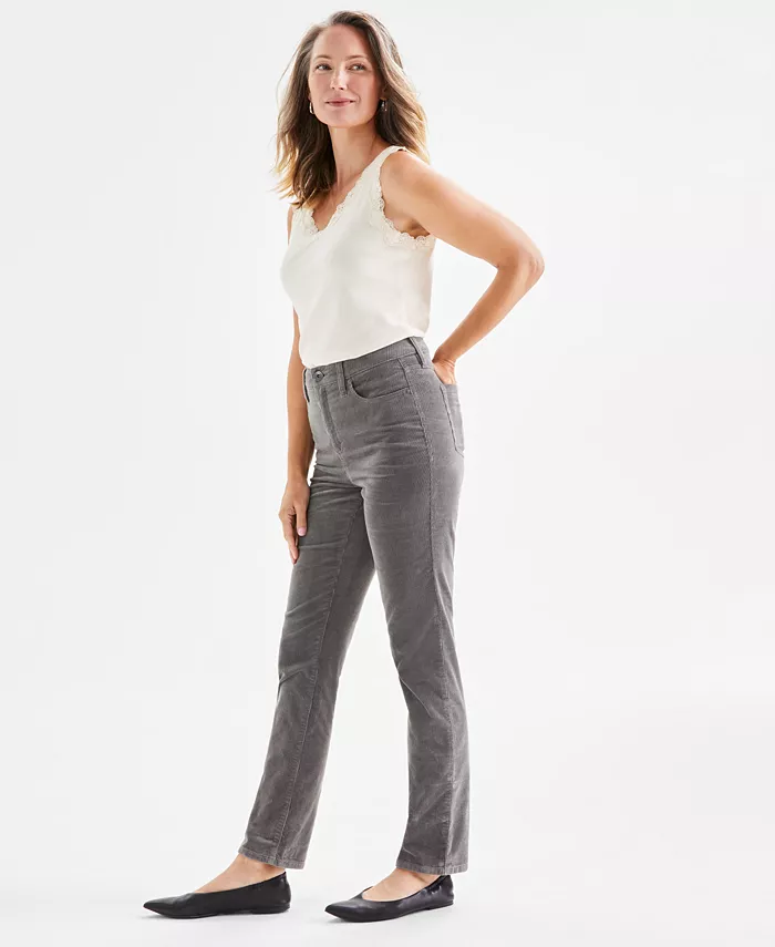 Women's High-Rise Straight-Leg Corduroy Jeans - thumbnail 10