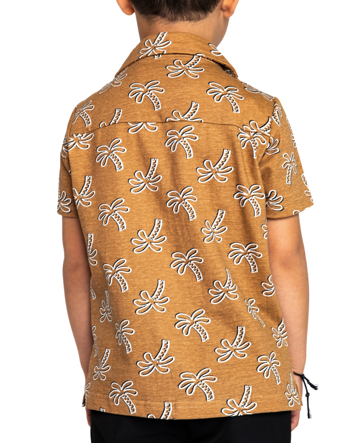 Sovereign Code Little Boys Cody Button-Up Tee Shirt With Print - Tobacco