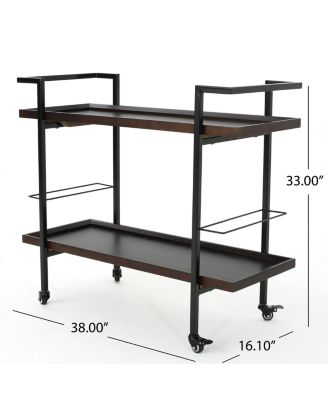 Modern Industrial Bar Cart w/ Shelving & Rollers